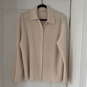 Reformation Cream Ribbed Cardigan